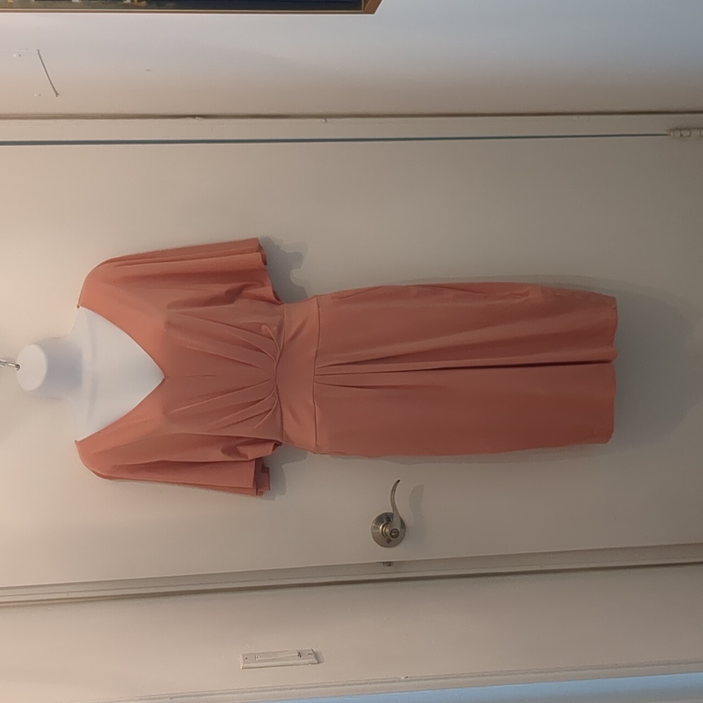 Peachy/Pink Cotton Jersey V-Neck Dress
